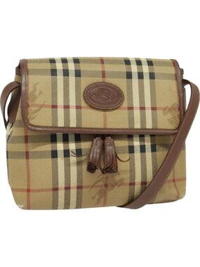 Burberrys Nova Check Shoulder Bag PVC Beige Gold